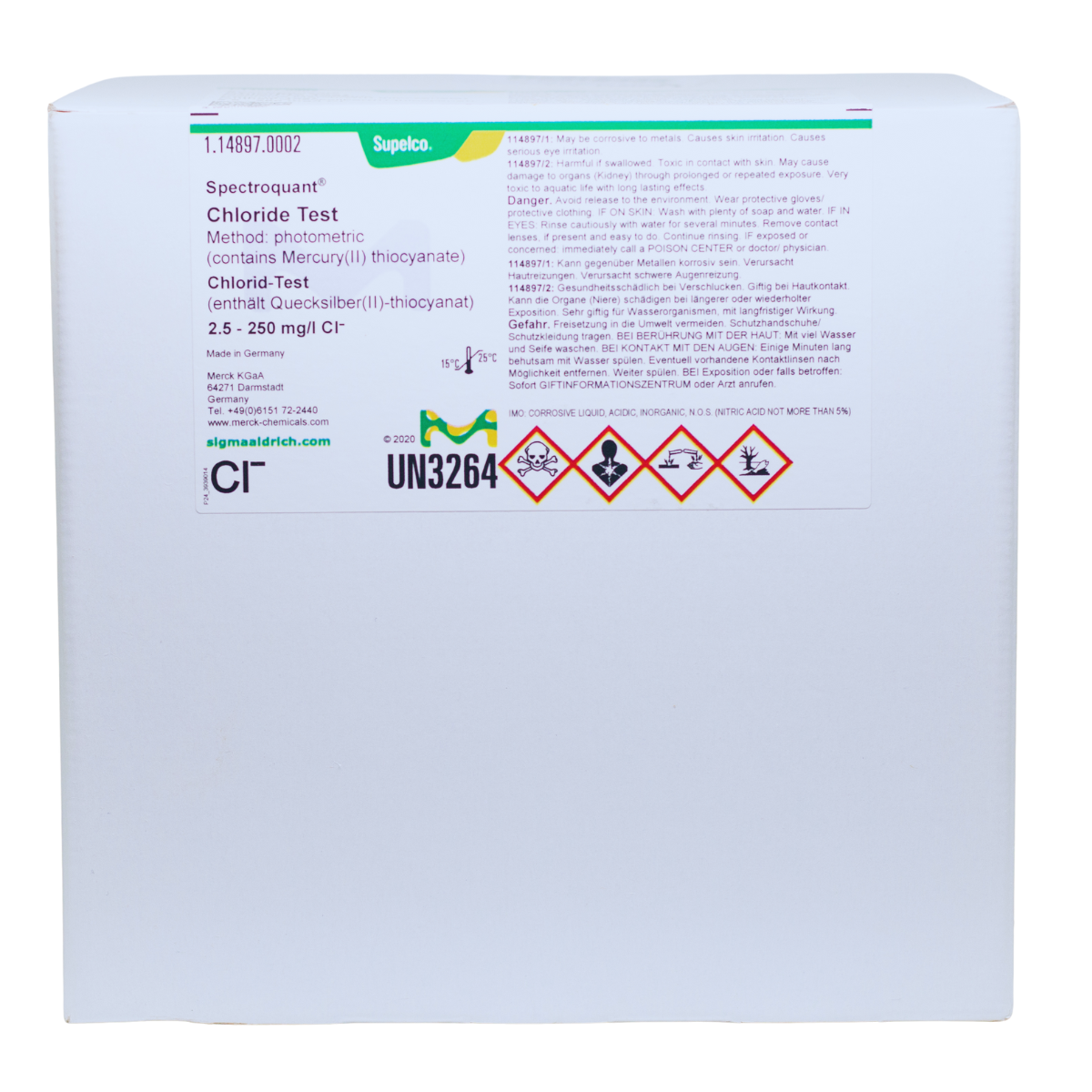 teste cloreto 2,5 250mg/l cl 114897 175un teste cloreto 2,5 250mg/l cl 114897 175un
